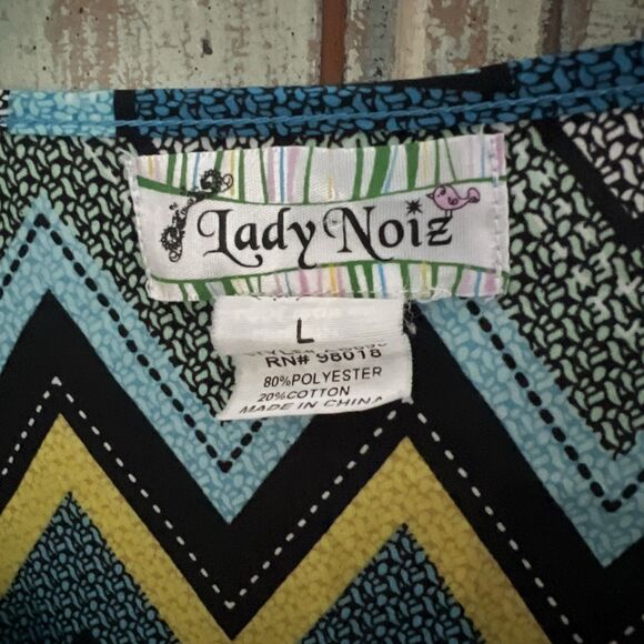 Lady Noiz Large Swing Style Dress Boho Groovy Vibes Chevron - Picture 2 of 16